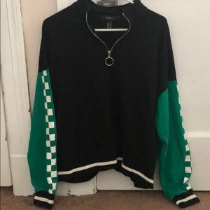 Quarter Zip Sweater W/ Checkered Sleeves